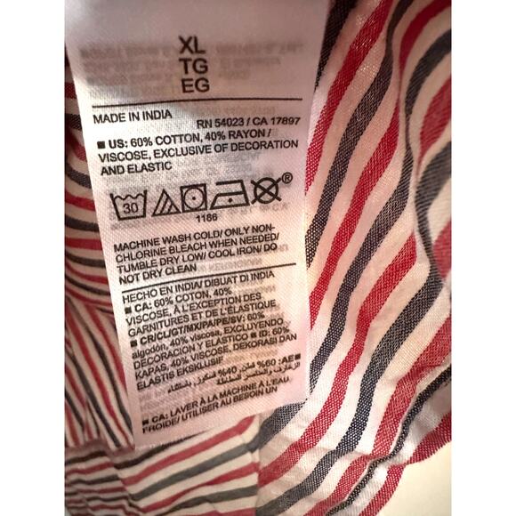 Old Navy XL Striped Smocked Cotton Blouse – Flutter Sleeve Peasant Top NWT - Picture 4 of 6